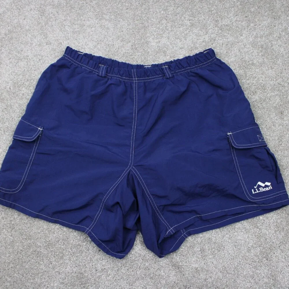 L.L. Bean Cycling Shorts Women Large Blue Inner Padded Cargo Pocket w/ 7